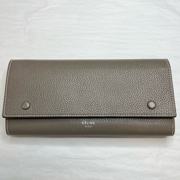 CELINE Calfskin Leather SOURIS Yellow Large Flap Multifunction Long Wallet - Picture 9 of 16